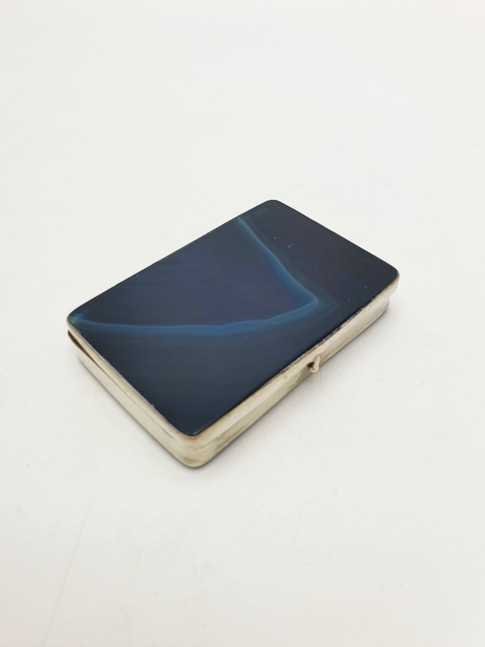 Stunning Antique Victorian Blue Agate Trinket Box – circa 1900 View II