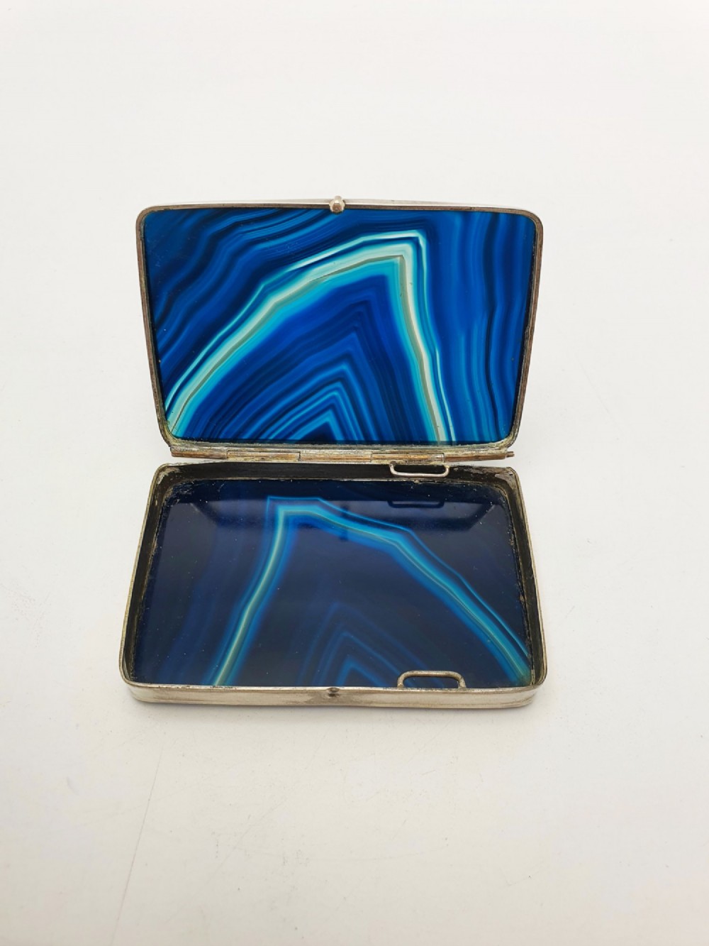 Stunning Antique Victorian Blue Agate Trinket Box – circa 1900 View III