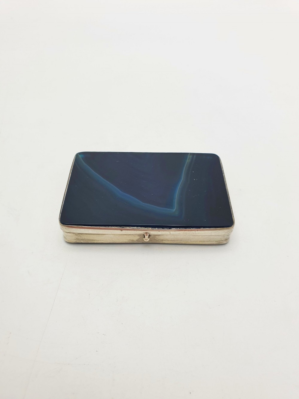 Stunning Antique Victorian Blue Agate Trinket Box – circa 1900 View IV