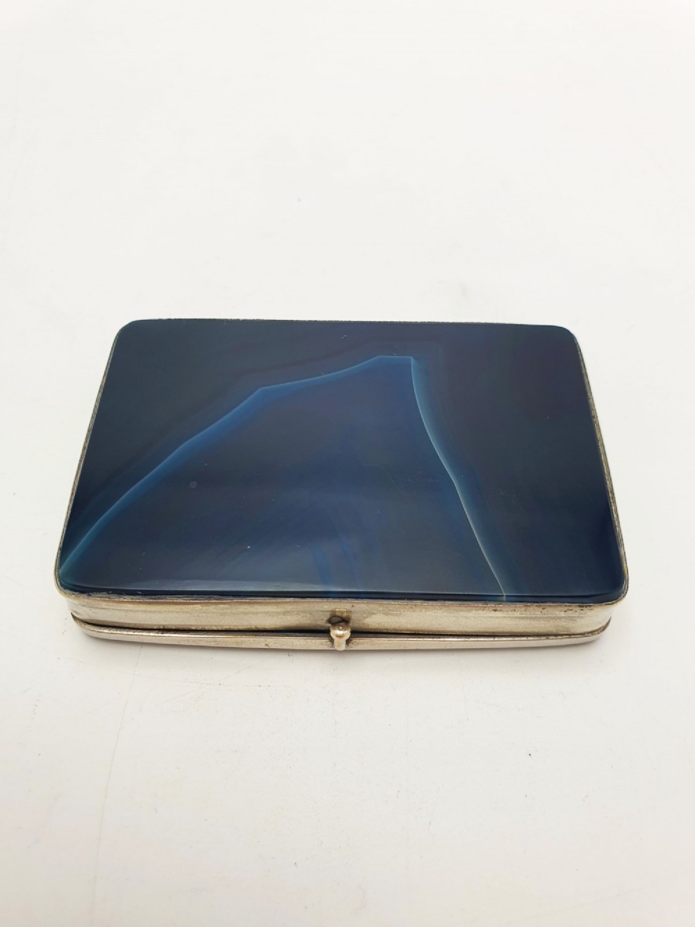 Stunning Antique Victorian Blue Agate Trinket Box – circa 1900 View V