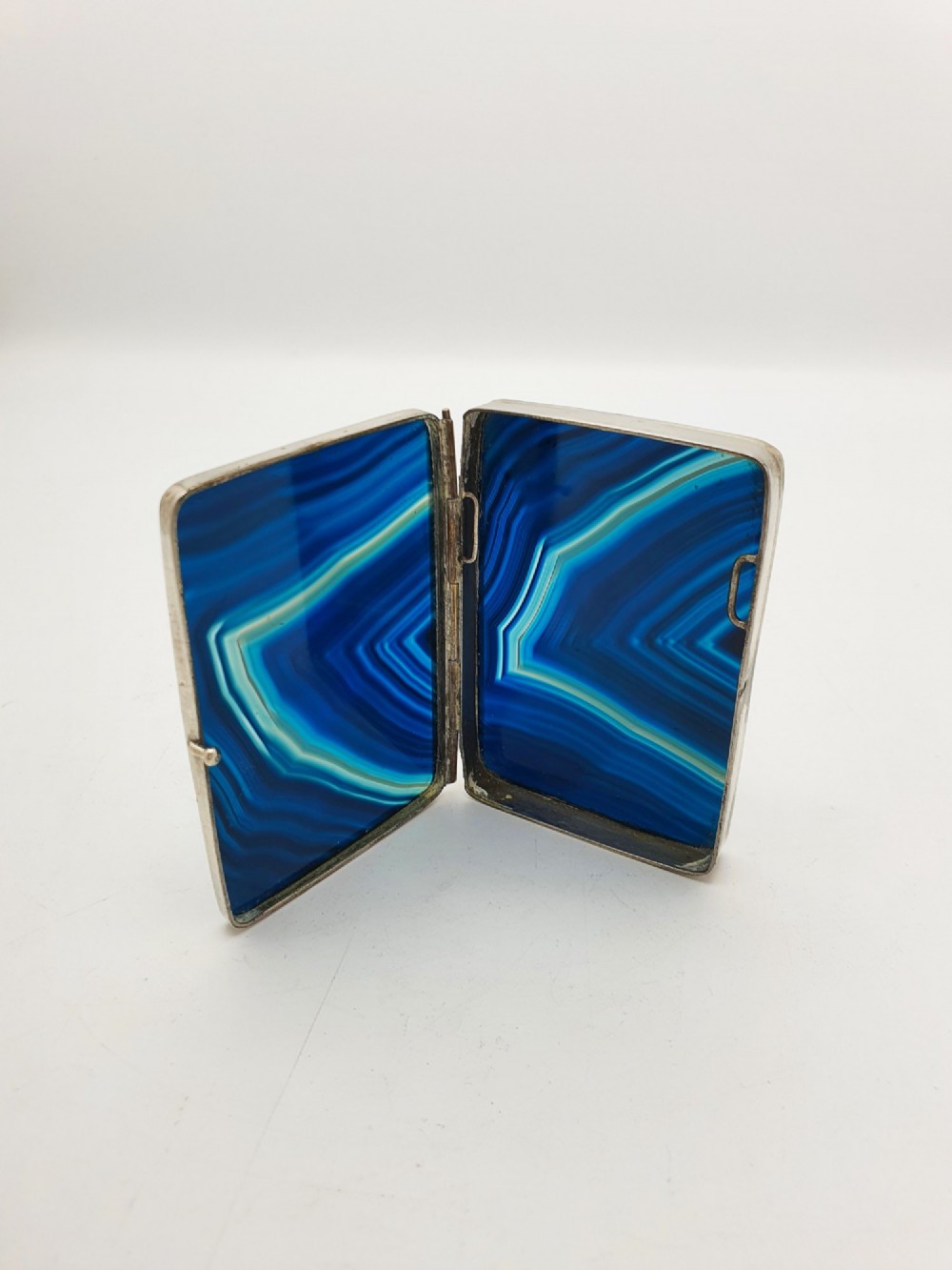 Stunning Antique Victorian Blue Agate Trinket Box – circa 1900 View VI