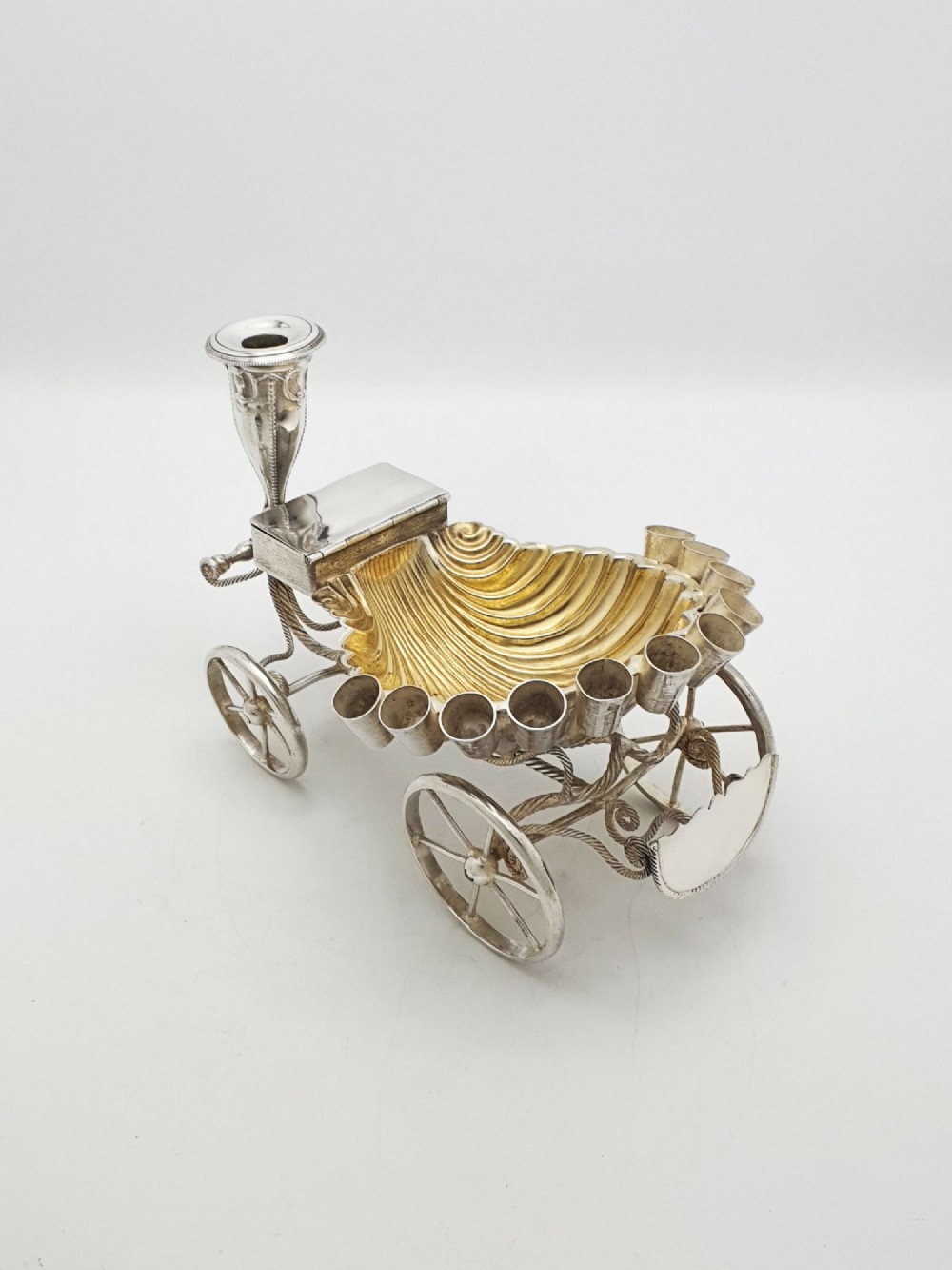 Unusual Antique Victorian Cigar Trolley With Gilt Shell Ashtray – circa 1860