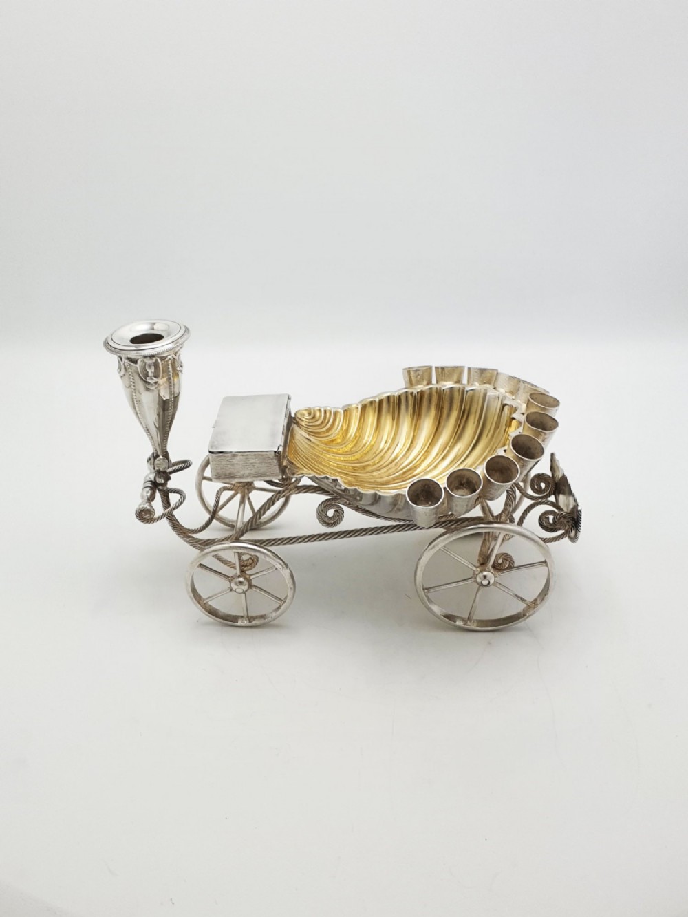 Unusual Antique Victorian Cigar Trolley With Gilt Shell Ashtray – circa 1860 View II
