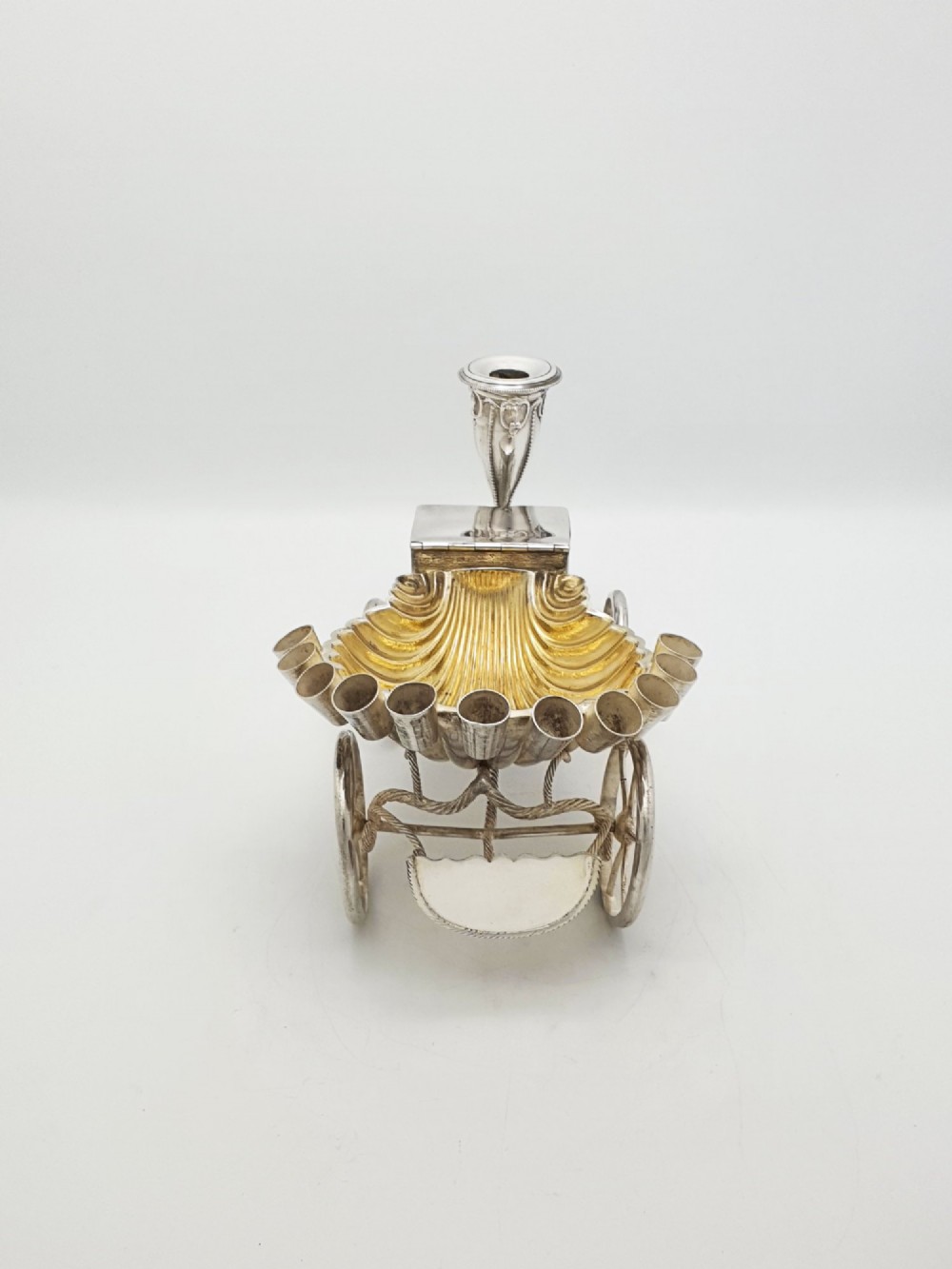 Unusual Antique Victorian Cigar Trolley With Gilt Shell Ashtray – circa 1860 View III