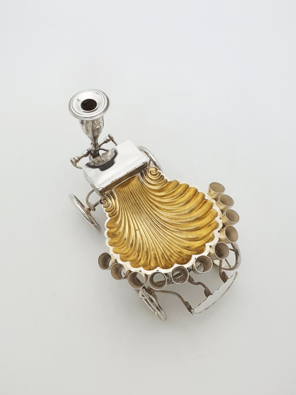 Unusual Antique Victorian Cigar Trolley With Gilt Shell Ashtray – circa 1860 View VI