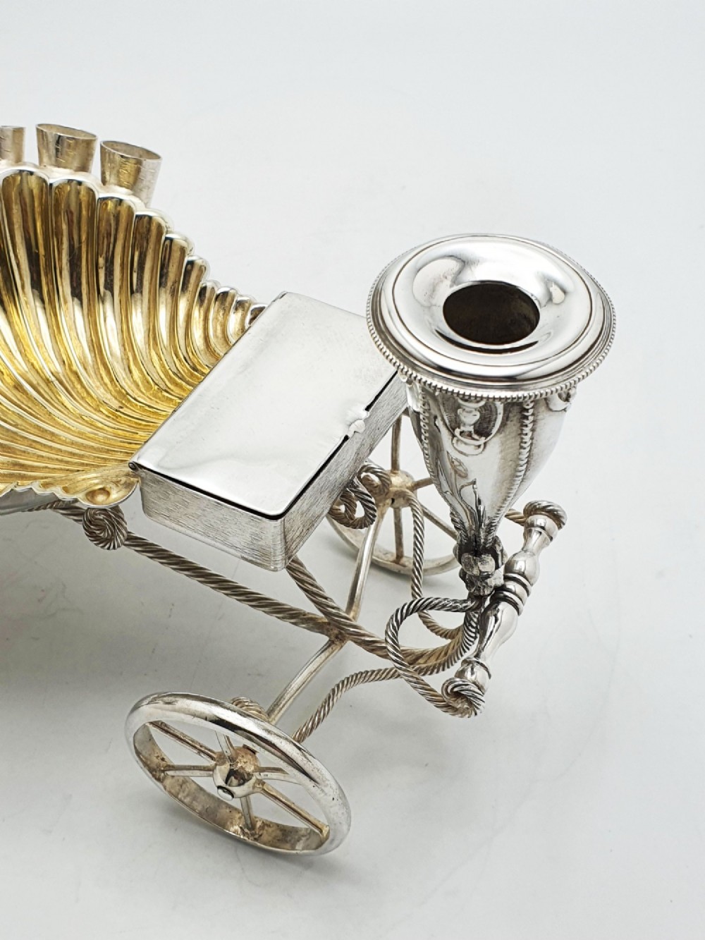 Unusual Antique Victorian Cigar Trolley With Gilt Shell Ashtray – circa 1860 View VII