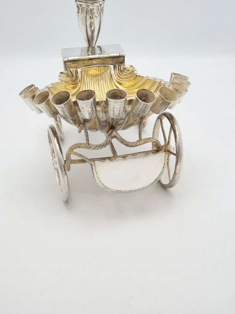 Unusual Antique Victorian Cigar Trolley With Gilt Shell Ashtray – circa 1860 View X