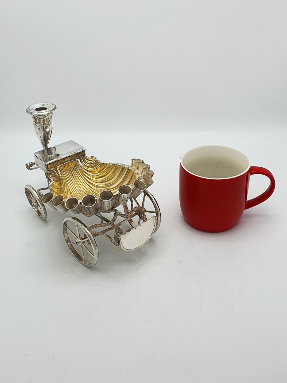 Unusual Antique Victorian Cigar Trolley With Gilt Shell Ashtray – circa 1860 View XI