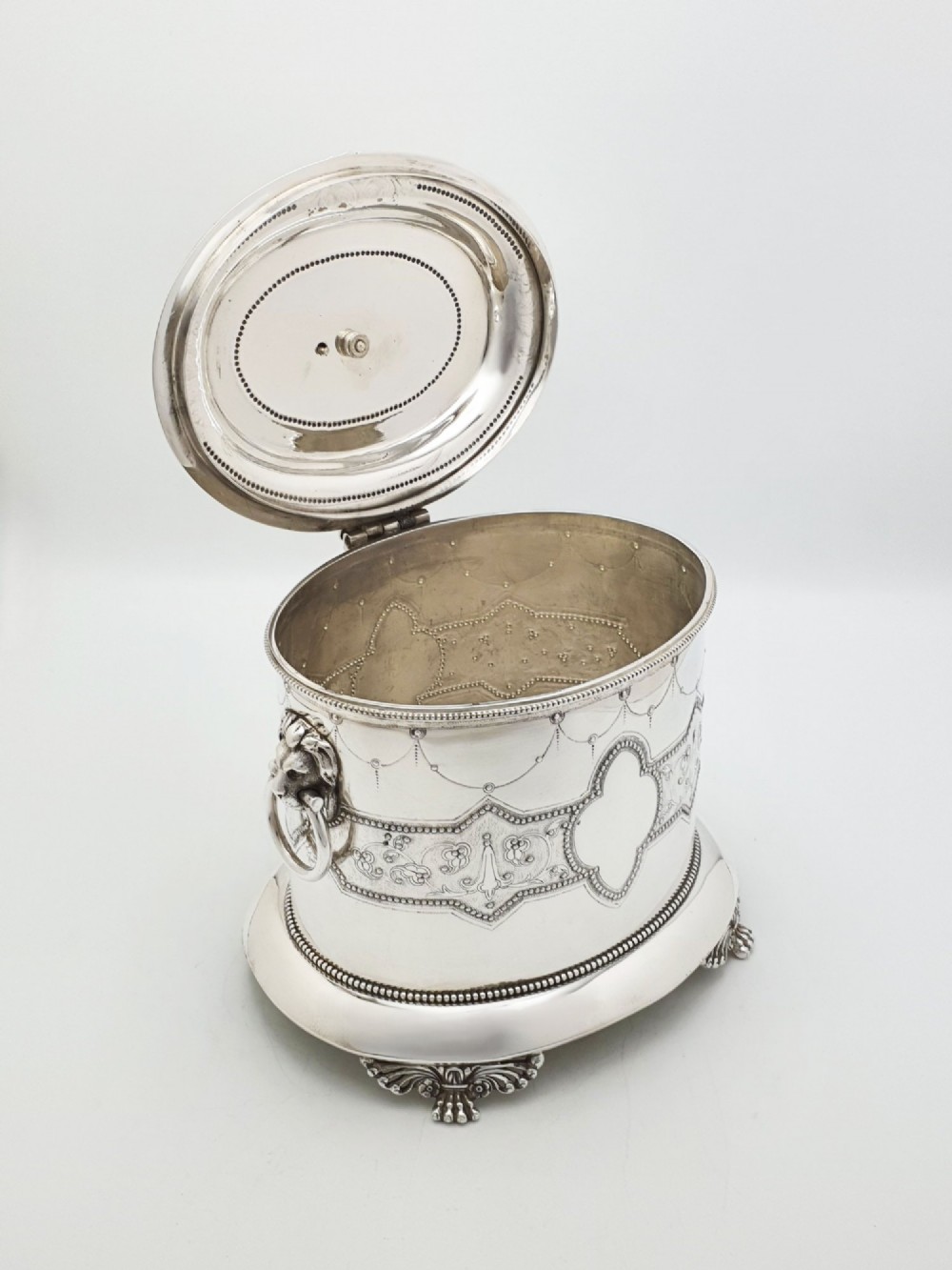 Splendid Antique Victorian Swan Finial Biscuit Barrel – circa 1880 View III