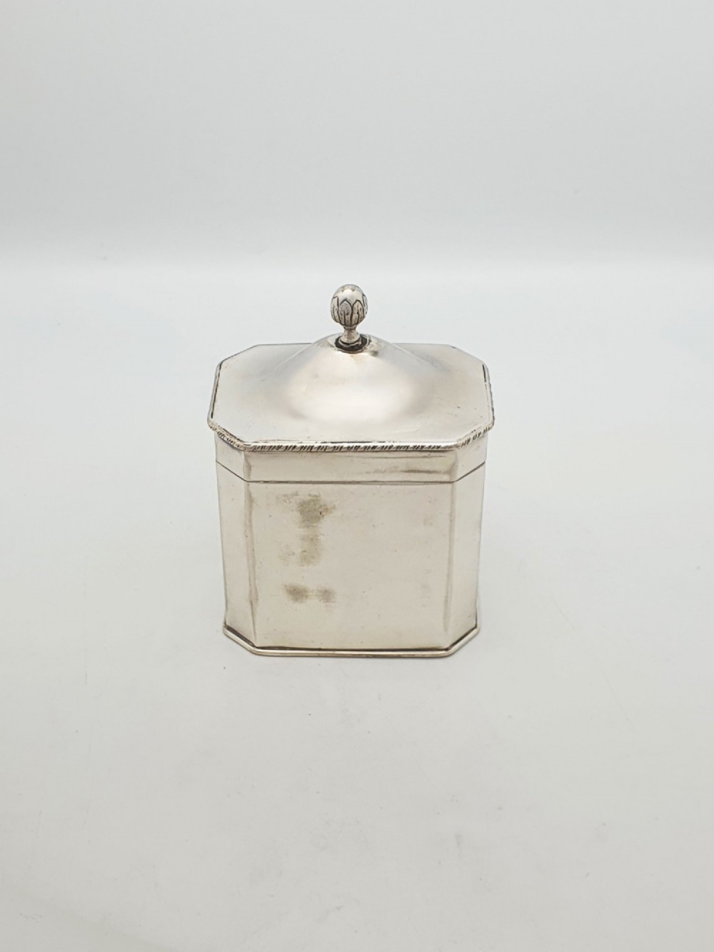 Lovely Antique Edwardian Silver Plated Octagonal Tea Caddy – circa 1905 View III