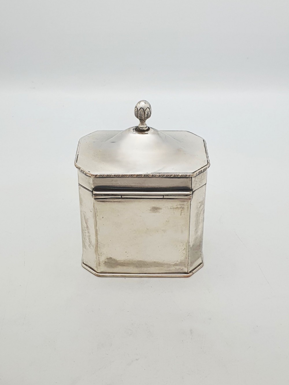 Lovely Antique Edwardian Silver Plated Octagonal Tea Caddy – circa 1905 View V