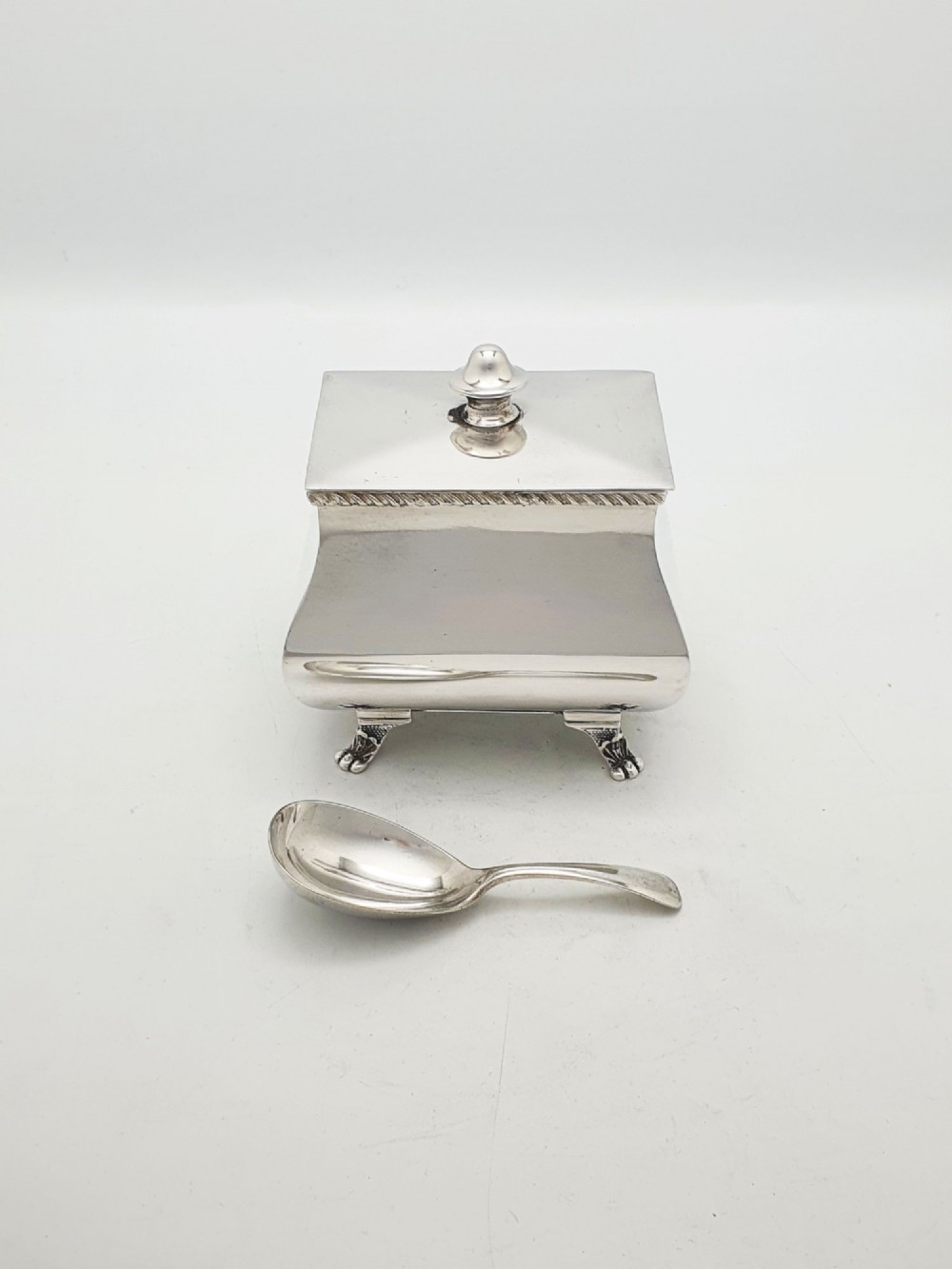 Lovely Antique Edwardian Silver Plated Tea Caddy and Spoon – circa 1905