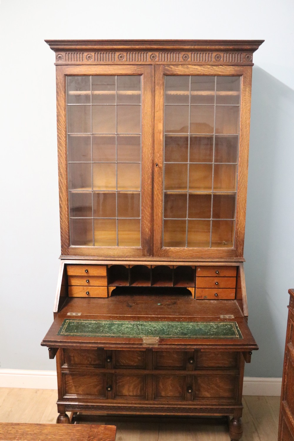 Jacobean style oak dining room suite of excellent quality View XXVI