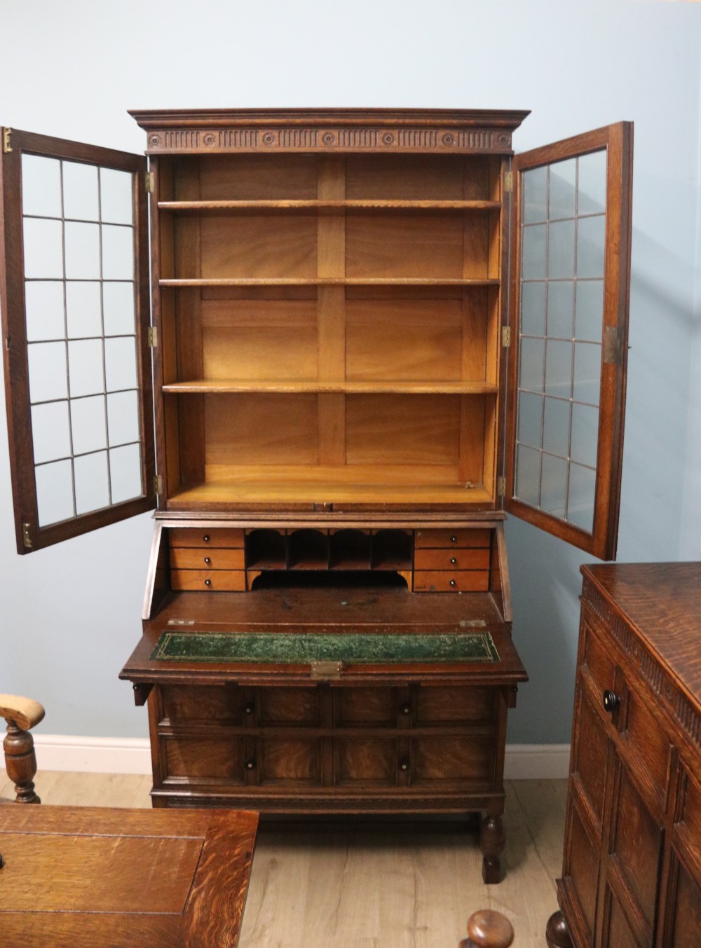Jacobean style oak dining room suite of excellent quality View XXVII
