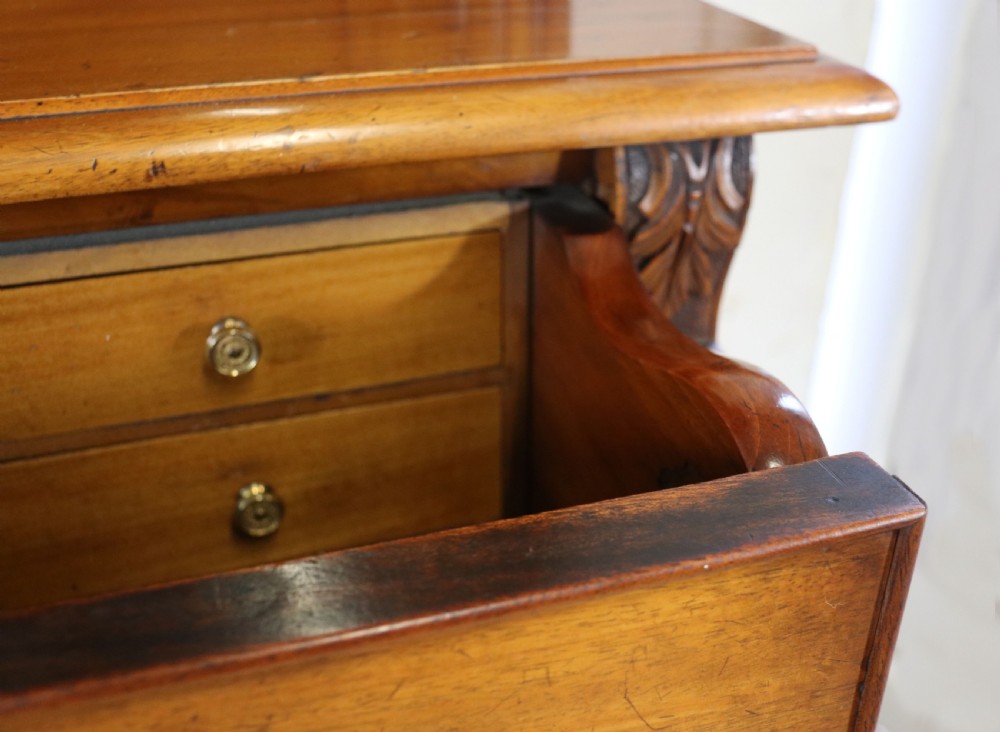 Late Victorian American walnut secretaire bookcase cabinet. View XV