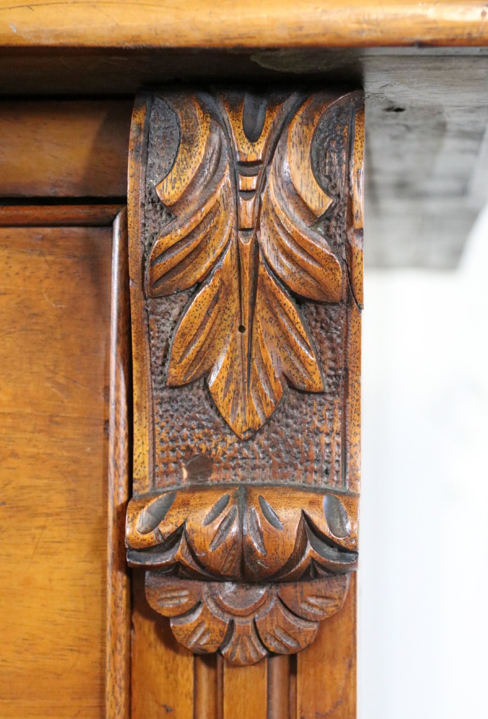 Late Victorian American walnut secretaire bookcase cabinet. View XXVII
