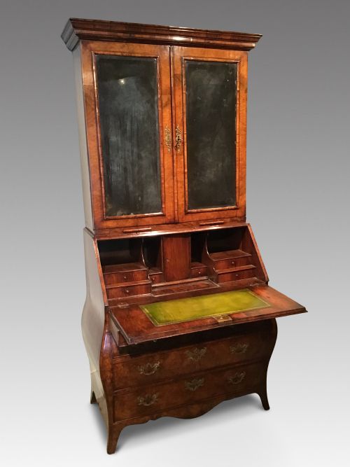 Georgian walnut bureau bookcase
