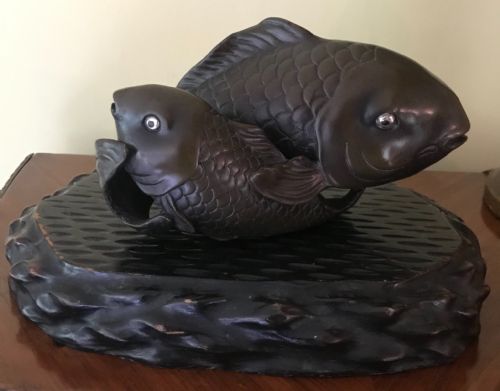 japanese bronze carp sculpture - CATEGORY: ANTIQUE SCULPTURES - DATED 19TH CENTURY