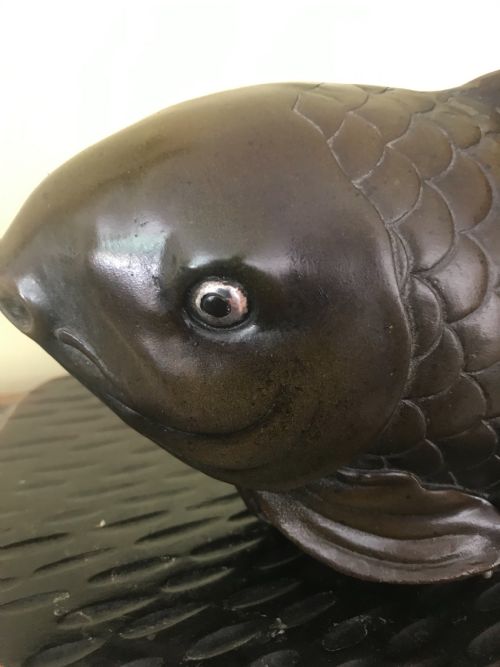 JAPANESE BRONZE CARP SCULPTURE - ADDITIONAL PHOTO 2