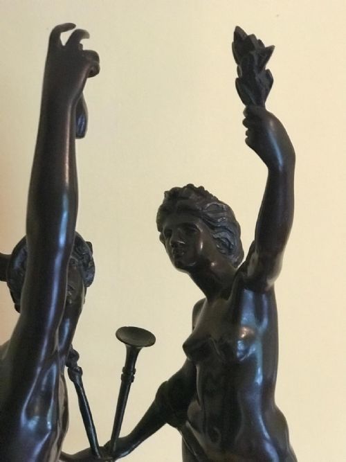 A PAIR OF FRENCH BRONZE STATUES OF MERCURY AND FORTUNA - ADDITIONAL PHOTO 3
