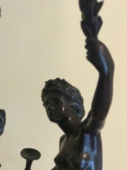 A PAIR OF FRENCH BRONZE STATUES OF MERCURY AND FORTUNA - ADDITIONAL PHOTO 4