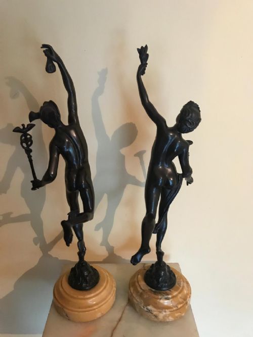 A PAIR OF FRENCH BRONZE STATUES OF MERCURY AND FORTUNA - ADDITIONAL PHOTO 6