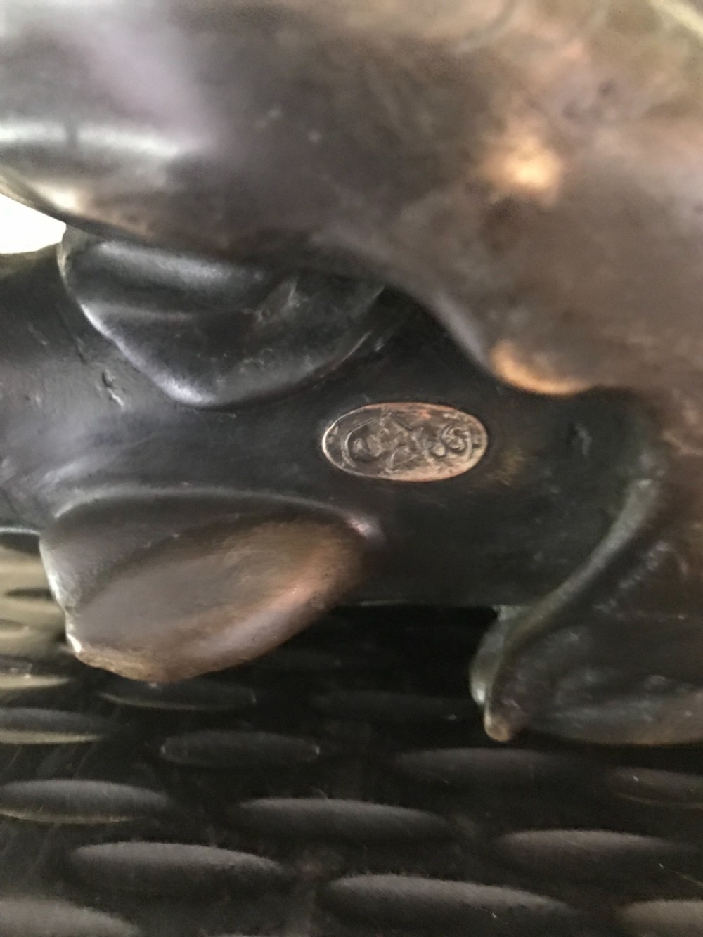Japanese bronze carp sculpture  View II