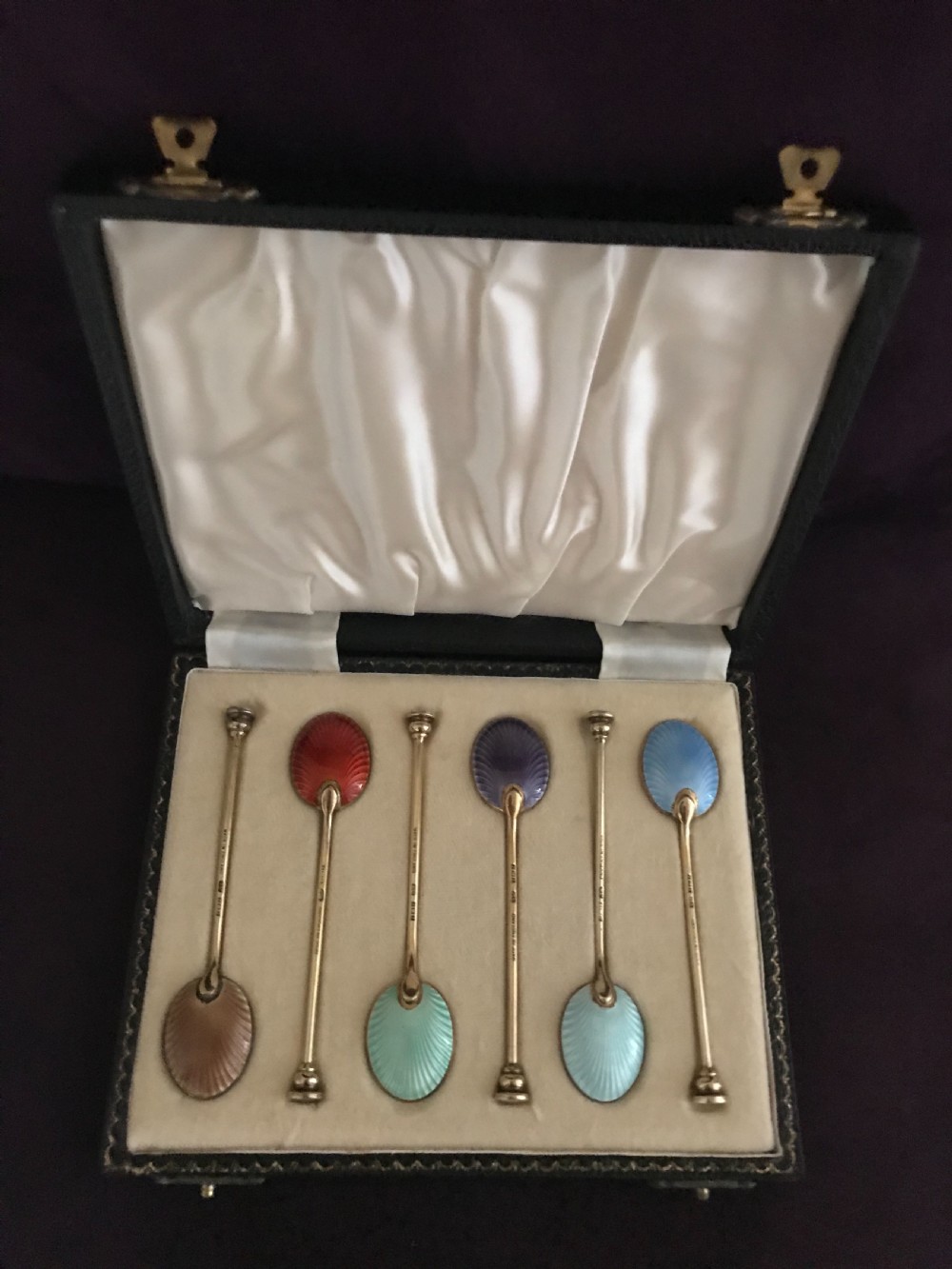 An English set of enamel teaspoons View II