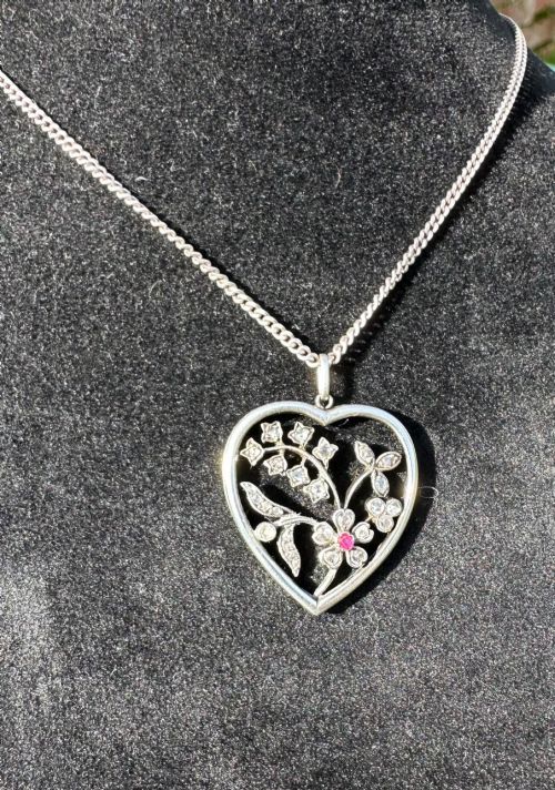 ANTIQUE PENDANT IN STERLING SILVER WITH DIAMONDS AND RUBIES - ADDITIONAL PHOTO 1