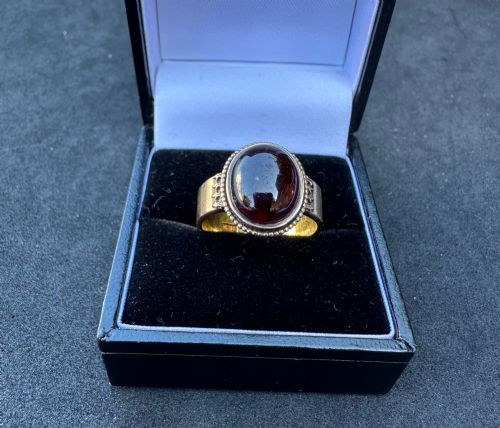 ANTIQUE RING IN 18 CARAT GOLD WITH GARNET BIRMINGHAM 1873 - ADDITIONAL PHOTO 1