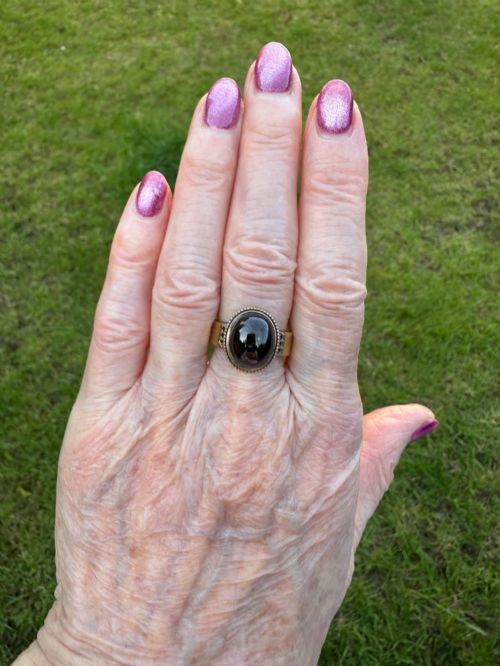 ANTIQUE RING IN 18 CARAT GOLD WITH GARNET BIRMINGHAM 1873 - ADDITIONAL PHOTO 4