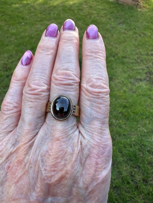 ANTIQUE RING IN 18 CARAT GOLD WITH GARNET BIRMINGHAM 1873 - ADDITIONAL PHOTO 5