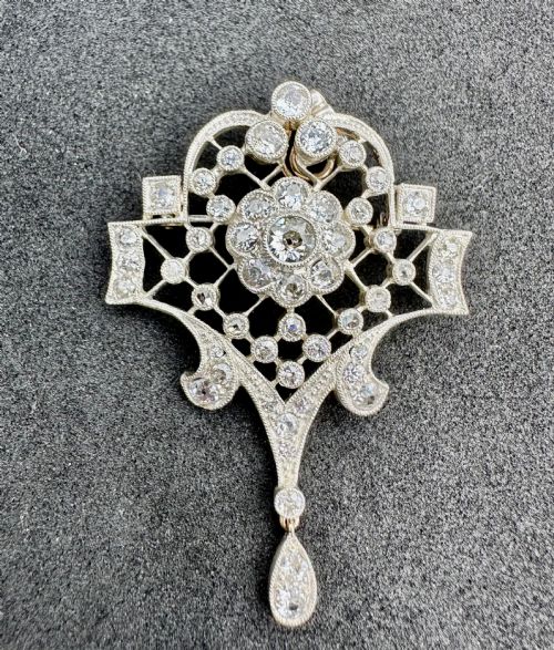 ANTIQUE BELLE EPOQUE PENDANT WITH NATURAL DIAMONDS IN 14CT GOLD - ADDITIONAL PHOTO 1