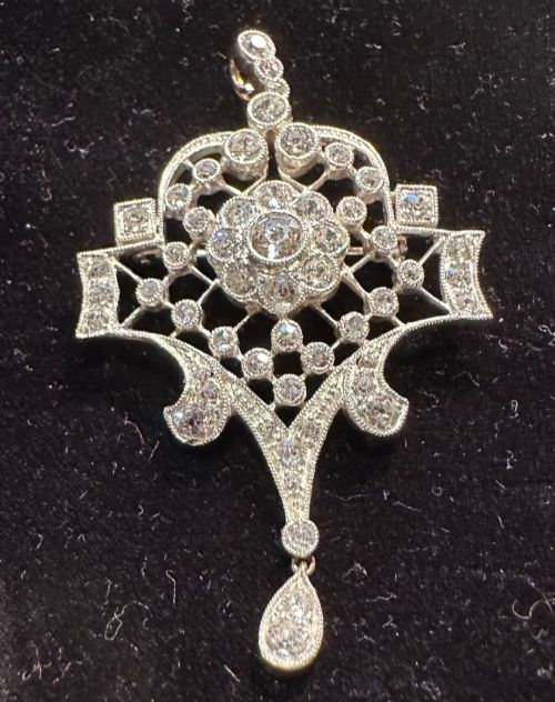 ANTIQUE BELLE EPOQUE PENDANT WITH NATURAL DIAMONDS IN 14CT GOLD - ADDITIONAL PHOTO 4