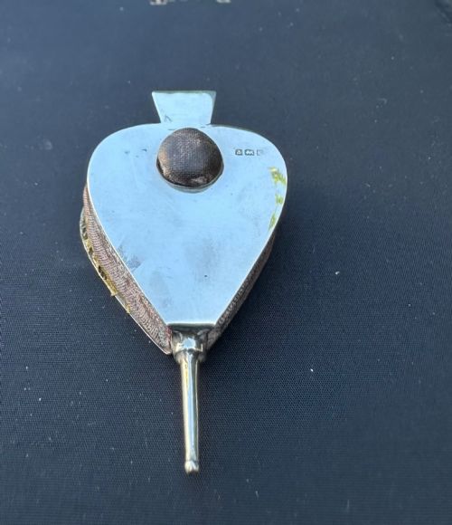 ANTIQUE AND RARE BELLOWS PIN CUSHION IN STERLING SILVER BIRMINGHAM 1906