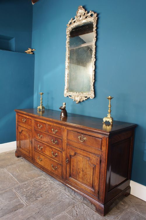 A Superb Large English 18th Century Oak Dresser Base.
