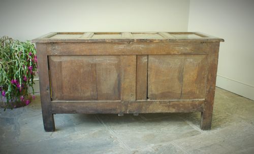 A RARE 17TH CENTURY OAK MULE CHEST COFFER - ADDITIONAL PHOTO 9