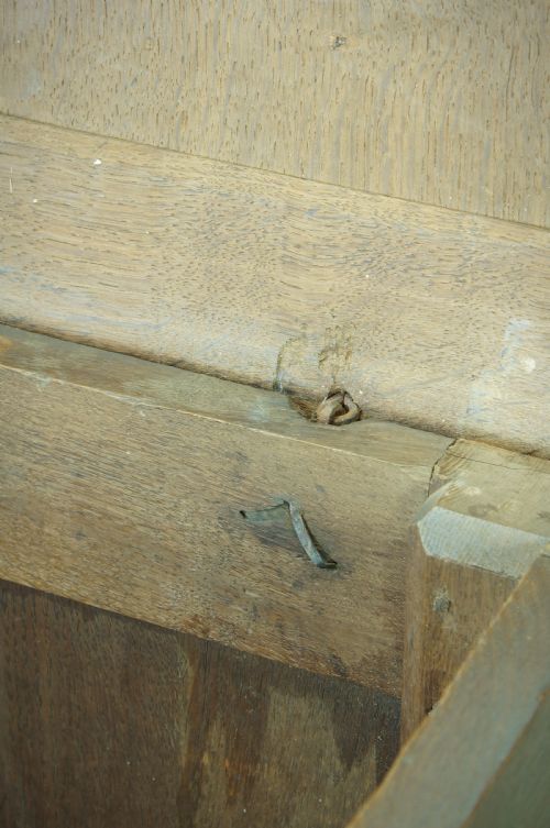 A RARE 17TH CENTURY OAK MULE CHEST COFFER - ADDITIONAL PHOTO 10
