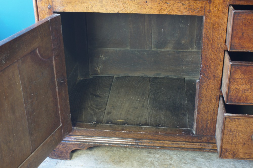 A superb large English 18th Century Oak Dresser base. View VII