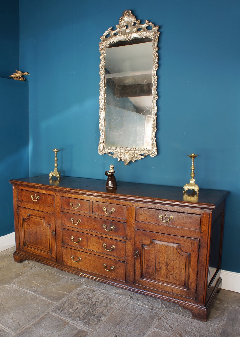 A superb large English 18th Century Oak Dresser base. View XIII