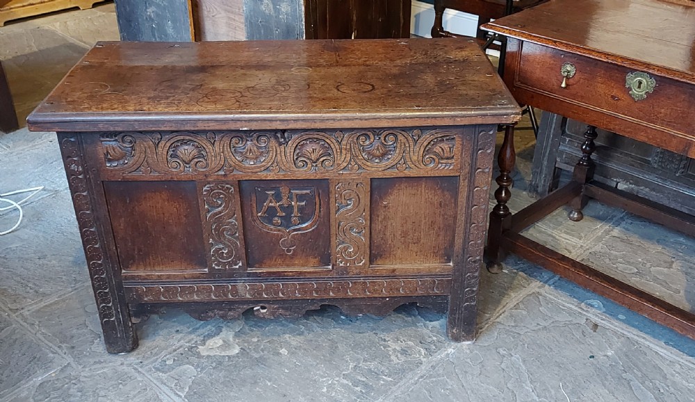 Small 17th Century Oak Coffer.  View VII
