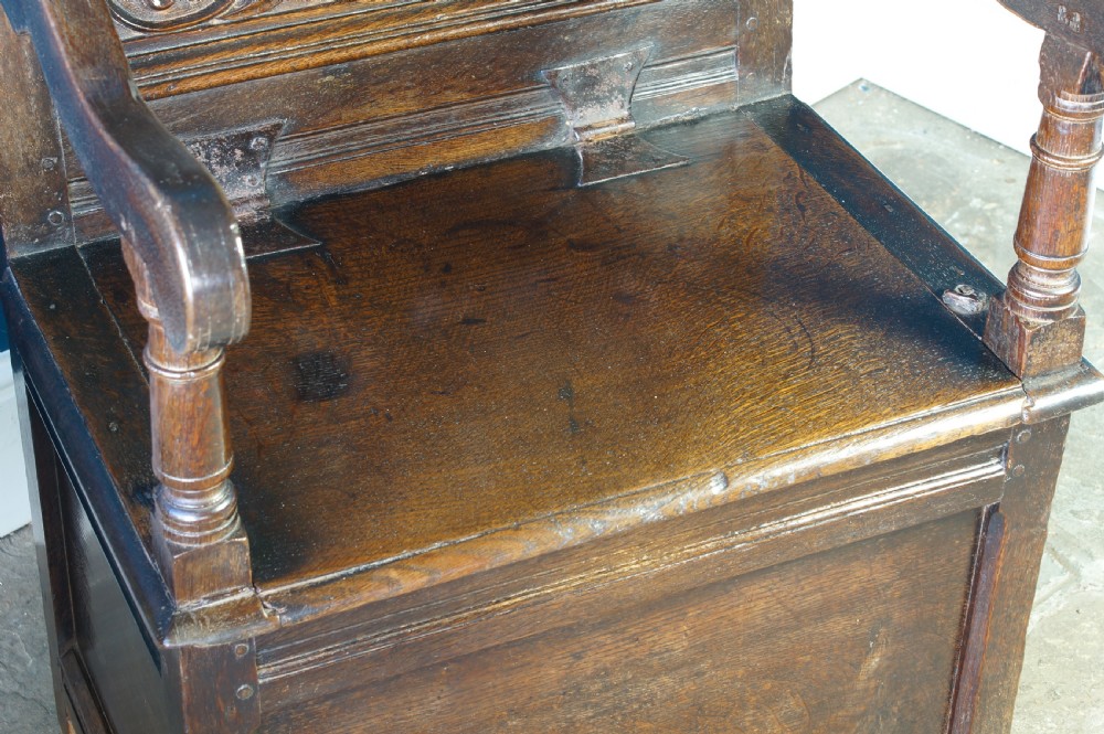 Superb 17th Century Box Seat Lancashire Armchair. View VI