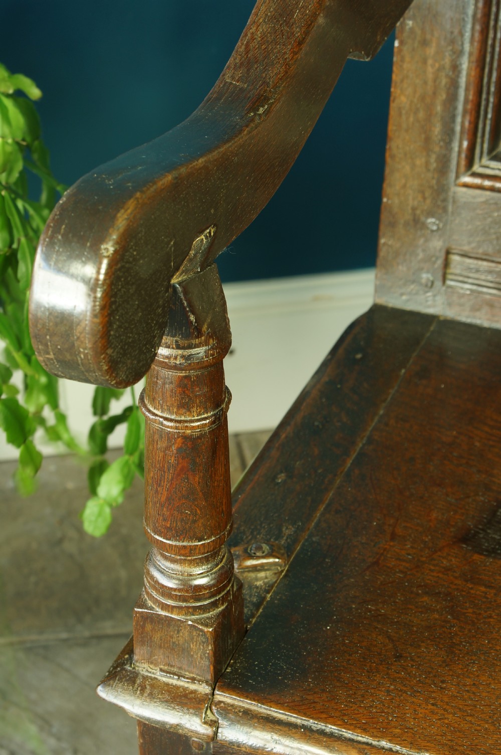 Superb 17th Century Box Seat Lancashire Armchair. View XI