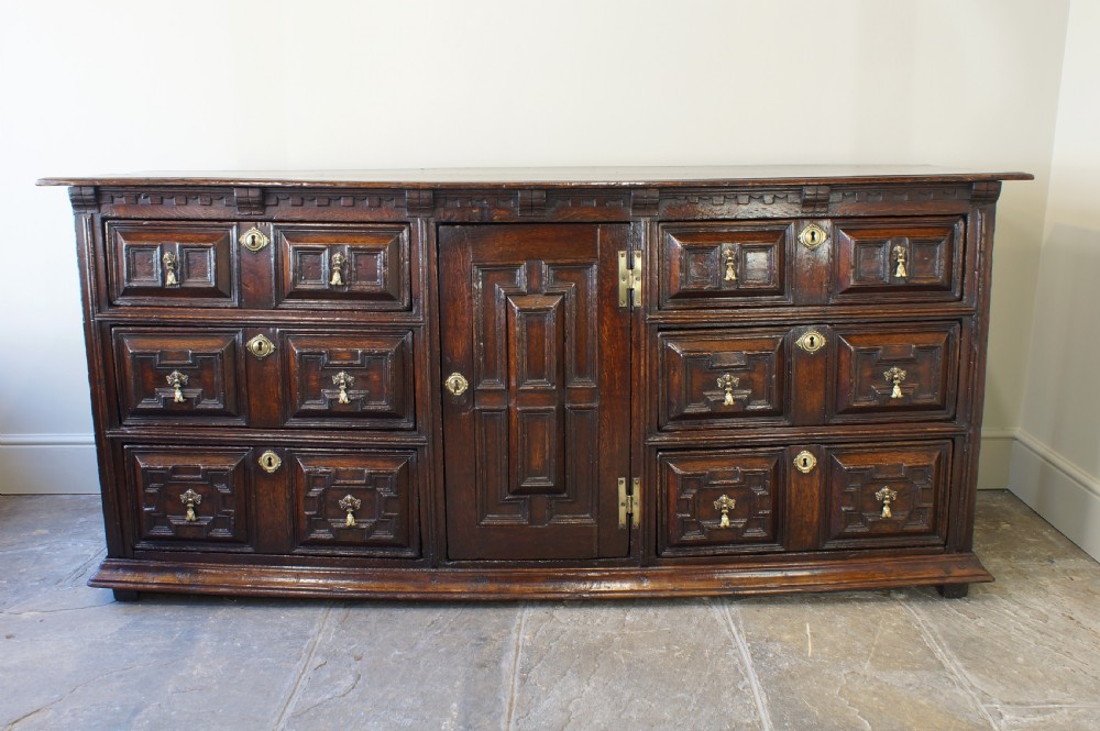 17th Century Oak Cushion Moulded Dresser Base. View II