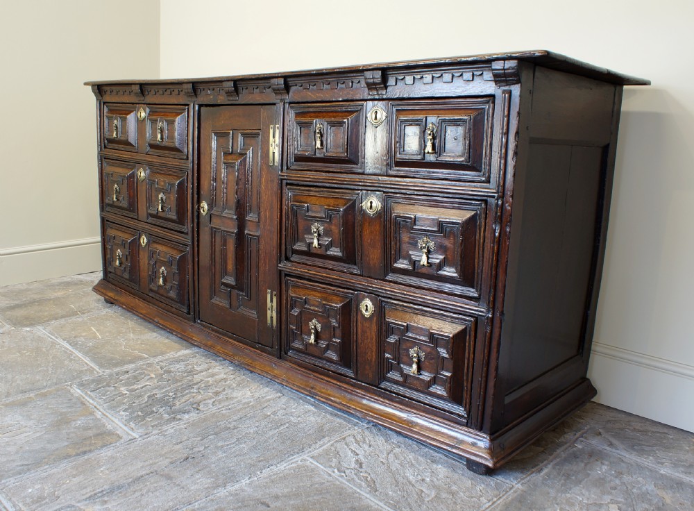 17th Century Oak Cushion Moulded Dresser Base. View X