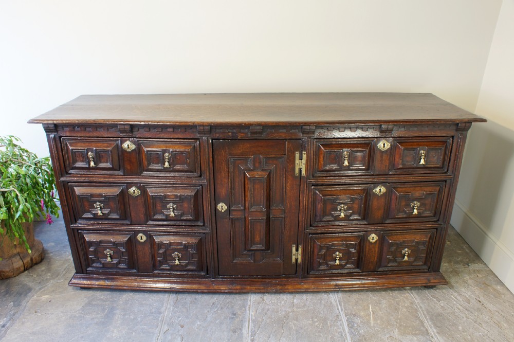 17th Century Oak Cushion Moulded Dresser Base. View III