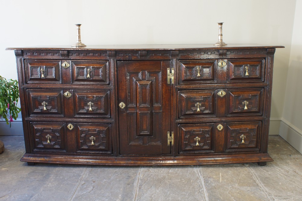 17th Century Oak Cushion Moulded Dresser Base.