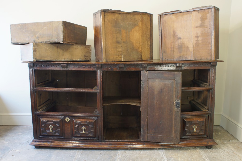 17th Century Oak Cushion Moulded Dresser Base. View XII