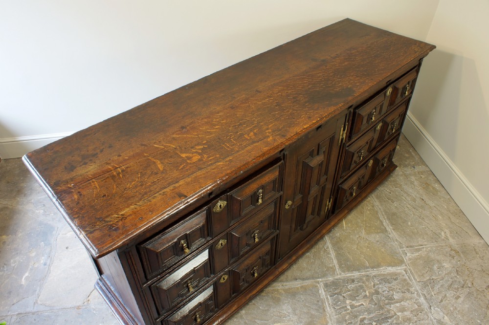 17th Century Oak Cushion Moulded Dresser Base. View XV