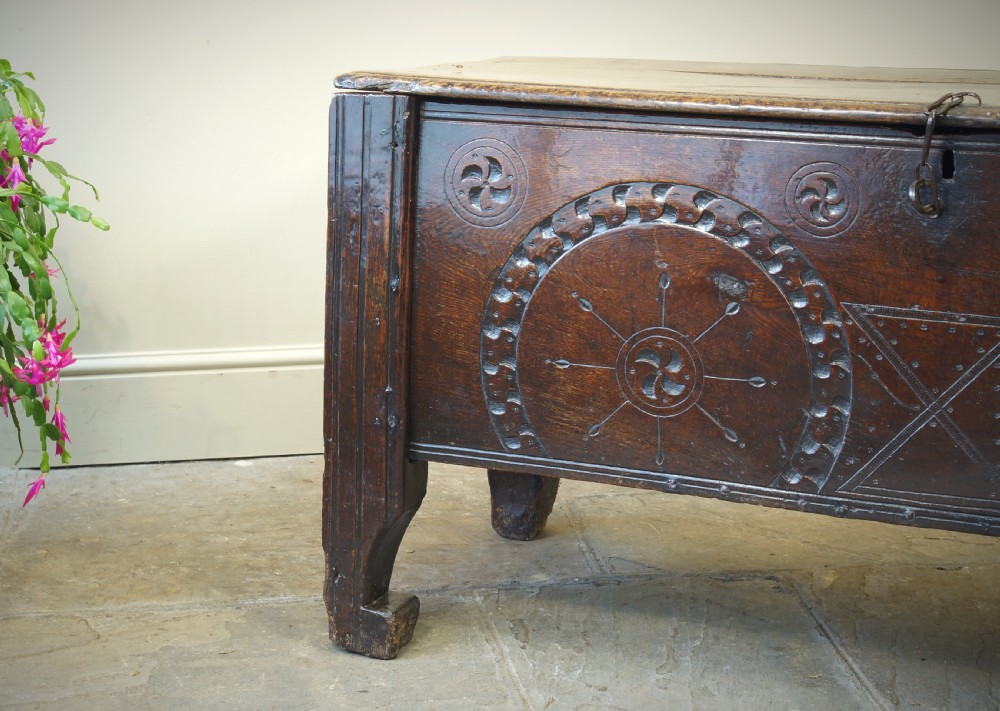 A Rare and Early 16th Century Welsh Oak Coffer. View XI